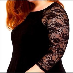 Torrid Black Lace Sleeve Skater Dress size 6